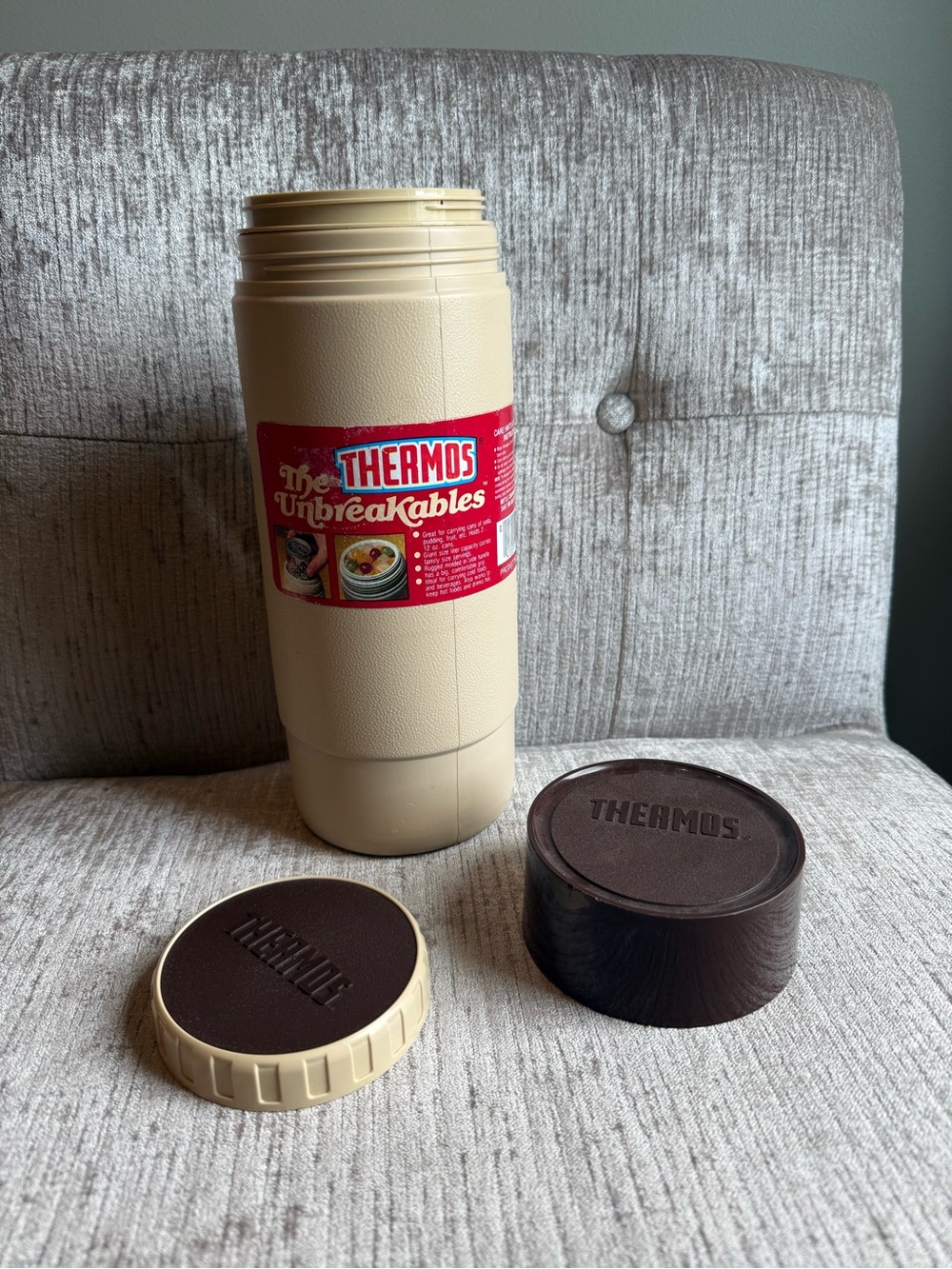 Vintage 1984 Thermos "The Unbreakables" Insulated Food Jar & Lid Set